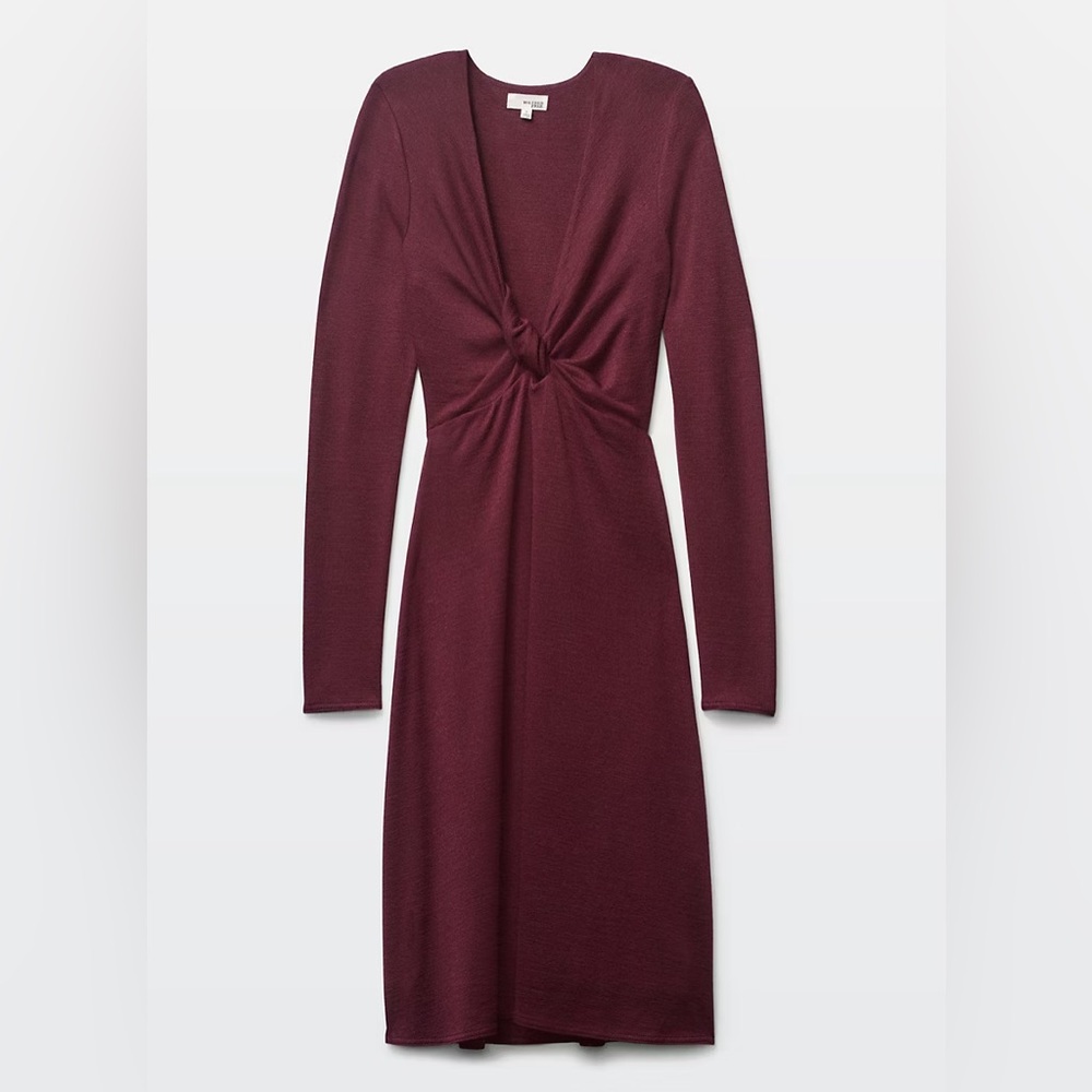 Aritzia Wilfred Free Paige Twist Front Longsleeve Dress in Cardamon NWT